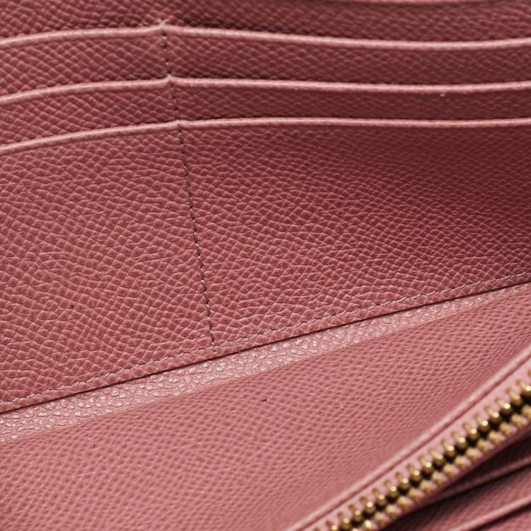 Pre Owned Dolce & Gabbana Dusty Pink Leather Flap Continental Wallet