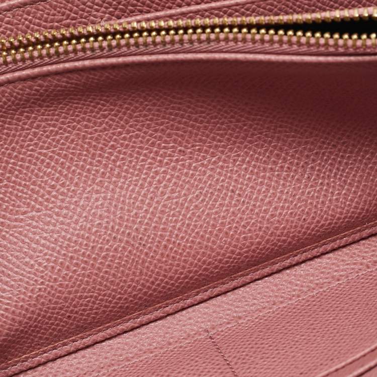 Pre Owned Dolce & Gabbana Dusty Pink Leather Flap Continental Wallet