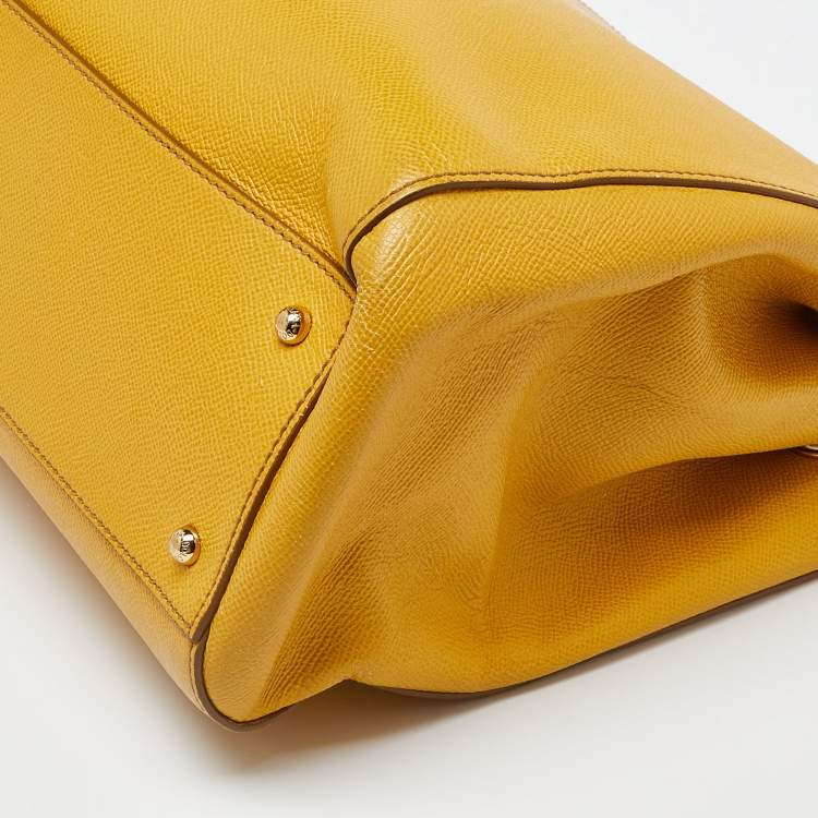 Pre Owned Dolce & Gabbana Yellow Leather Large Sicily Tote