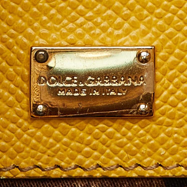 Pre Owned Dolce & Gabbana Yellow Leather Large Sicily Tote
