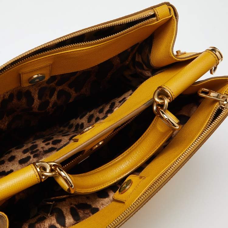 Pre Owned Dolce & Gabbana Yellow Leather Large Sicily Tote
