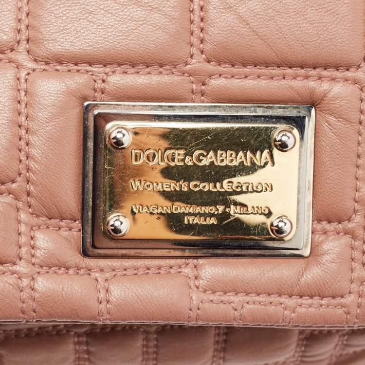 Pre Owned Dolce & Gabbana Old Rose Quilted Leather Miss Deco Shoulder Bag