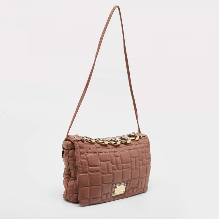 Pre Owned Dolce & Gabbana Old Rose Quilted Leather Miss Deco Shoulder Bag