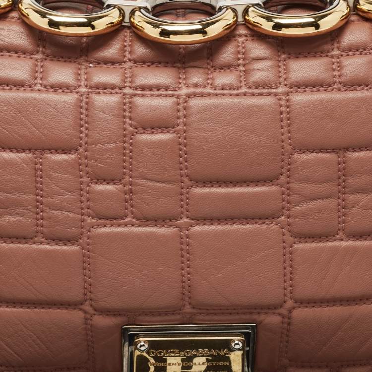 Pre Owned Dolce & Gabbana Old Rose Quilted Leather Miss Deco Shoulder Bag