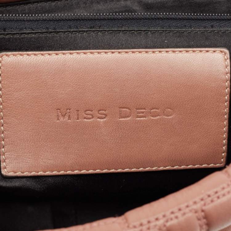 Pre Owned Dolce & Gabbana Old Rose Quilted Leather Miss Deco Shoulder Bag