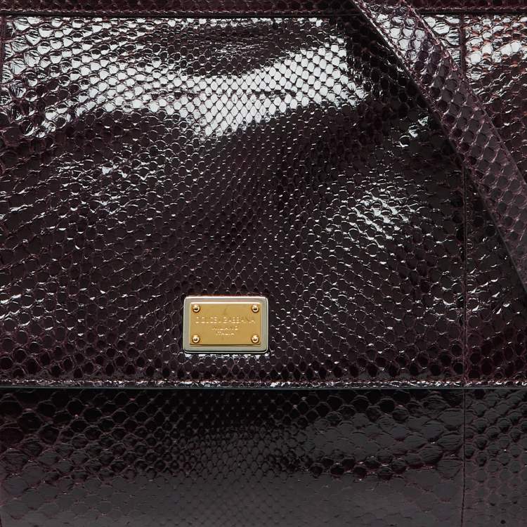 Pre Owned Dolce & Gabbana Purple Python Large Miss Sicily Top Handle Bag