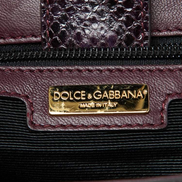 Pre Owned Dolce & Gabbana Purple Python Large Miss Sicily Top Handle Bag