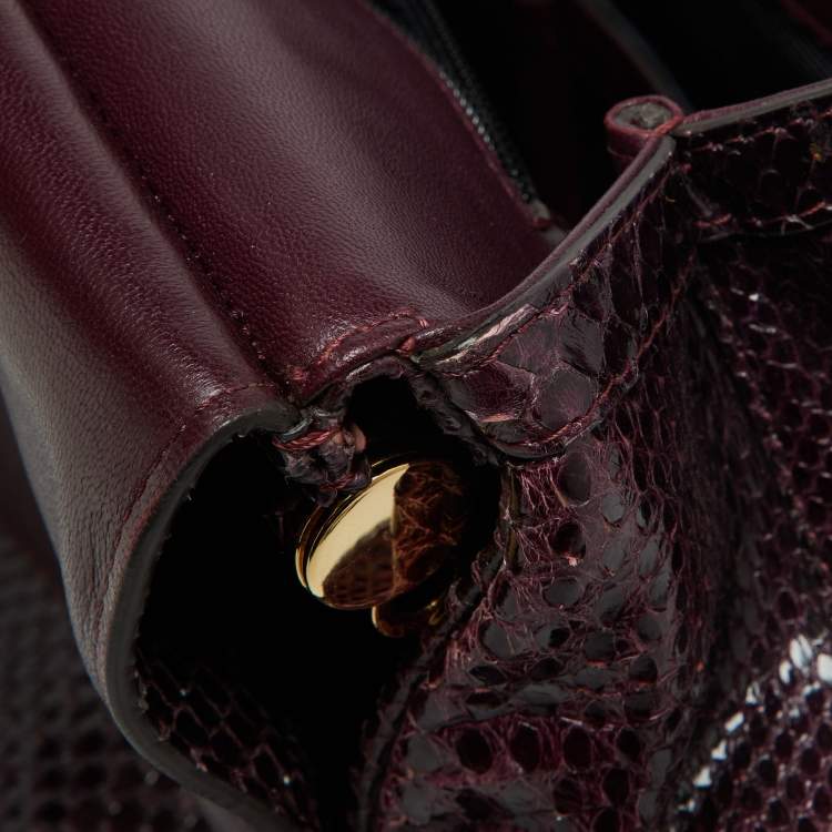 Pre Owned Dolce & Gabbana Purple Python Large Miss Sicily Top Handle Bag