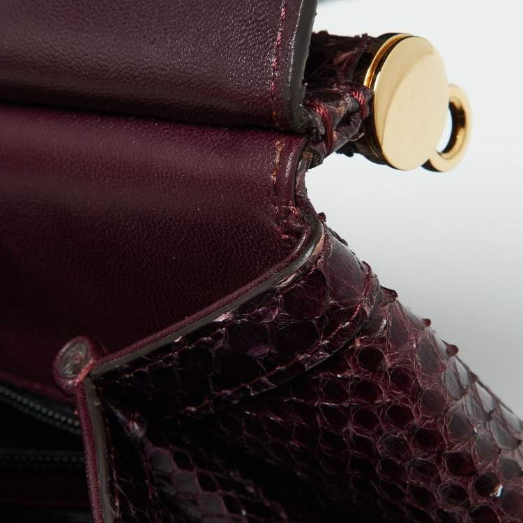 Pre Owned Dolce & Gabbana Purple Python Large Miss Sicily Top Handle Bag