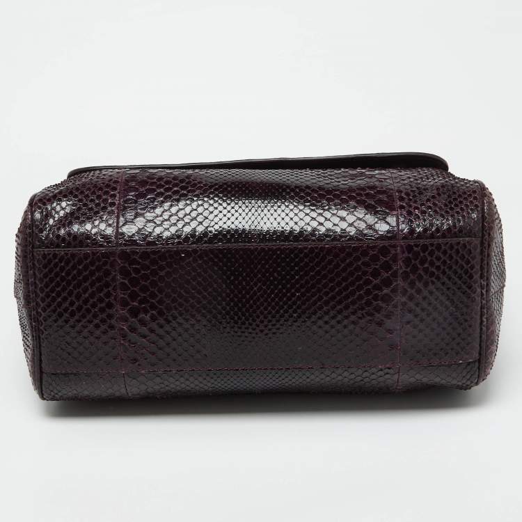 Pre Owned Dolce & Gabbana Purple Python Large Miss Sicily Top Handle Bag