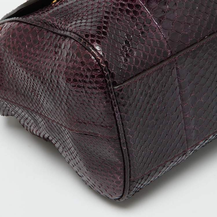 Pre Owned Dolce & Gabbana Purple Python Large Miss Sicily Top Handle Bag