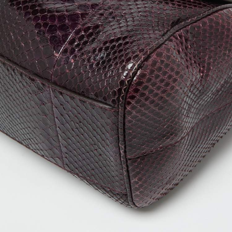Pre Owned Dolce & Gabbana Purple Python Large Miss Sicily Top Handle Bag