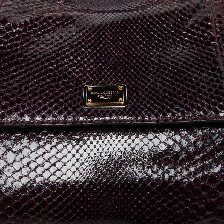 Pre Owned Dolce & Gabbana Purple Python Large Miss Sicily Top Handle Bag
