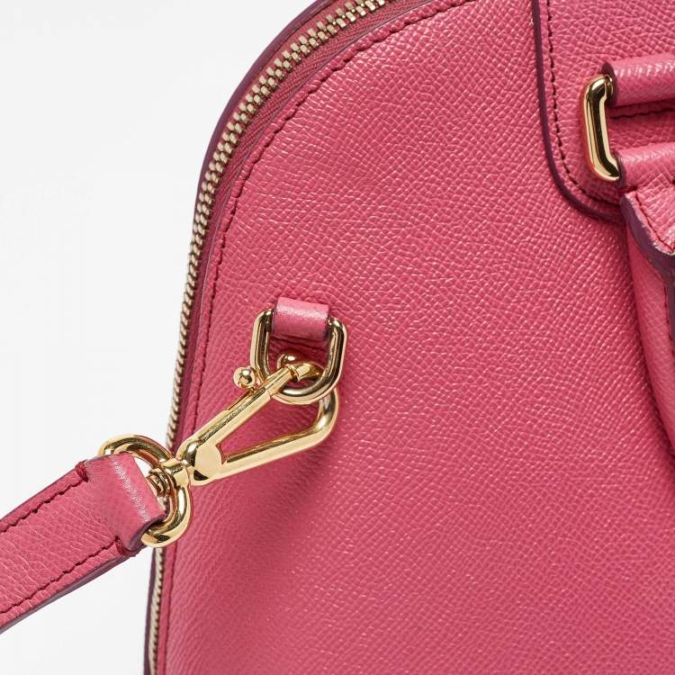 Pre Owned Dolce & Gabbana Orange/Pink Leather Small Megan Dome Satchel