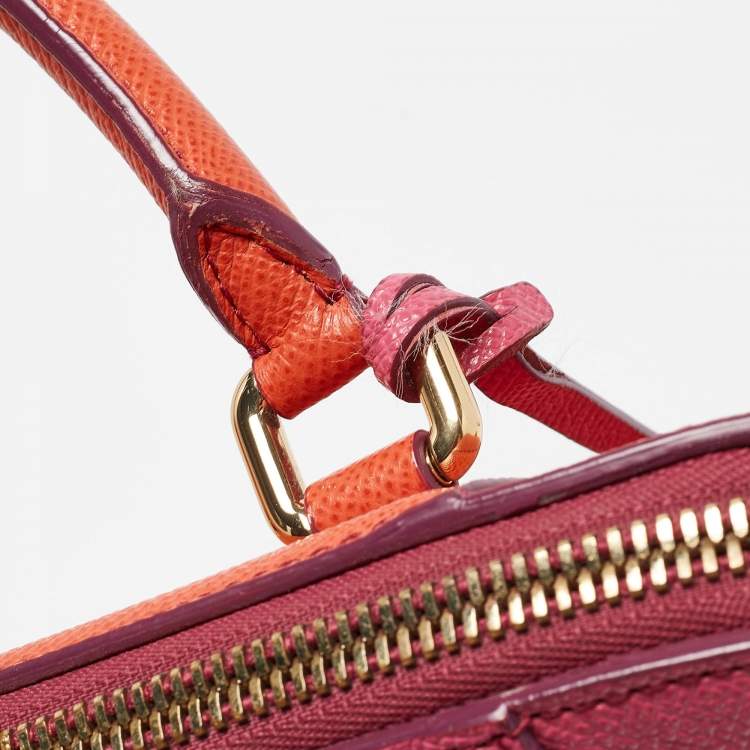 Pre Owned Dolce & Gabbana Orange/Pink Leather Small Megan Dome Satchel