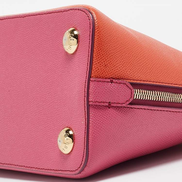 Pre Owned Dolce & Gabbana Orange/Pink Leather Small Megan Dome Satchel