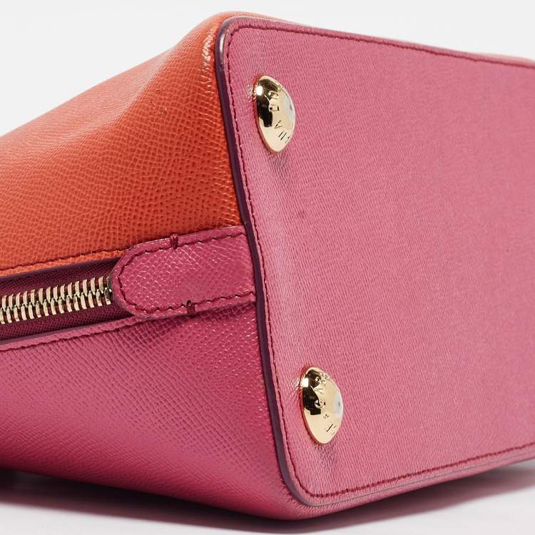 Pre Owned Dolce & Gabbana Orange/Pink Leather Small Megan Dome Satchel