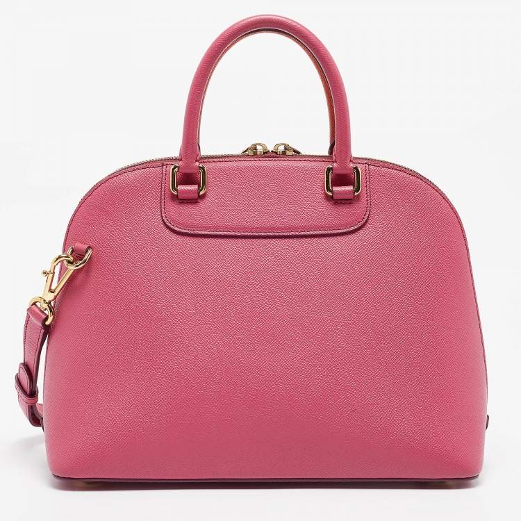Pre Owned Dolce & Gabbana Orange/Pink Leather Small Megan Dome Satchel