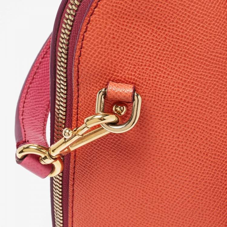Pre Owned Dolce & Gabbana Orange/Pink Leather Small Megan Dome Satchel