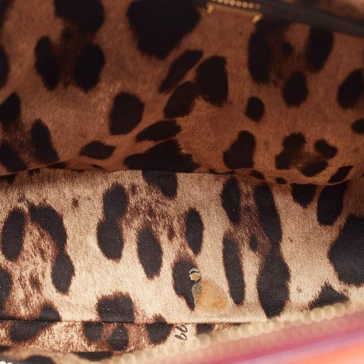 Pre Owned Dolce & Gabbana Orange/Pink Leather Small Megan Dome Satchel