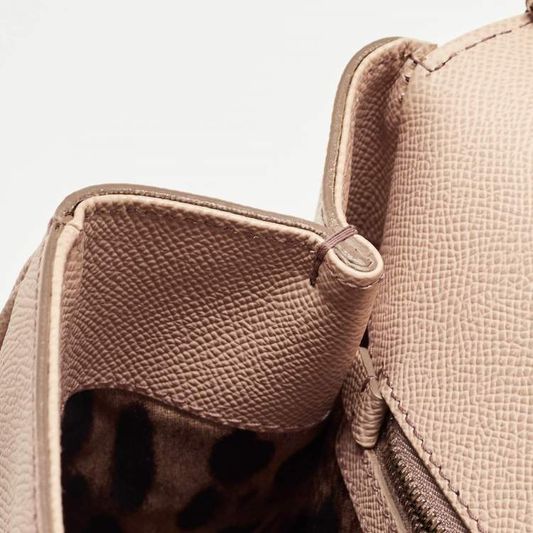 Pre Owned Dolce & Gabbana Beige Leather Large Miss Sicily Top Handle Bag