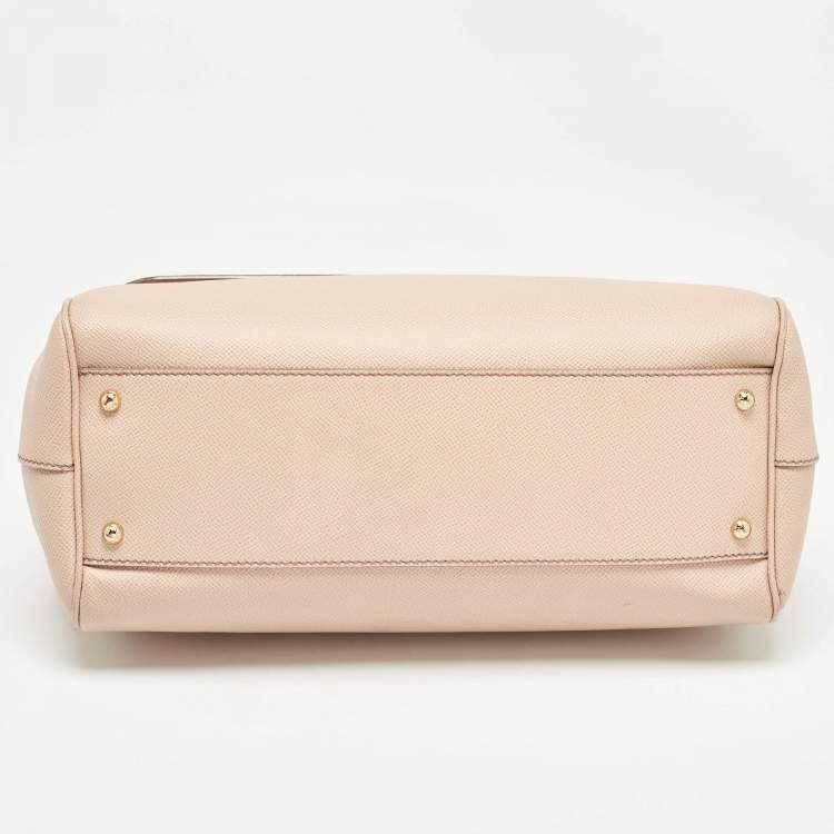 Pre Owned Dolce & Gabbana Beige Leather Large Miss Sicily Top Handle Bag