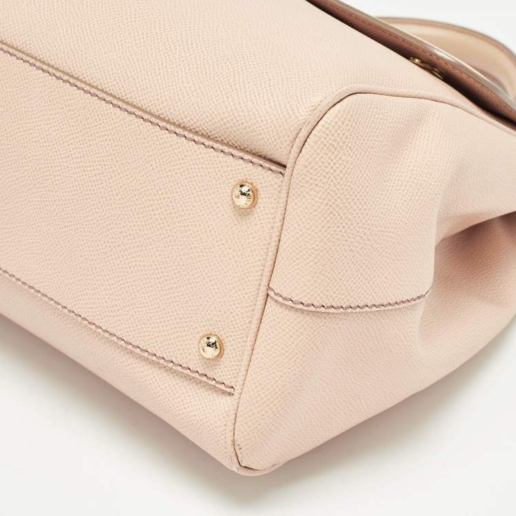 Pre Owned Dolce & Gabbana Beige Leather Large Miss Sicily Top Handle Bag