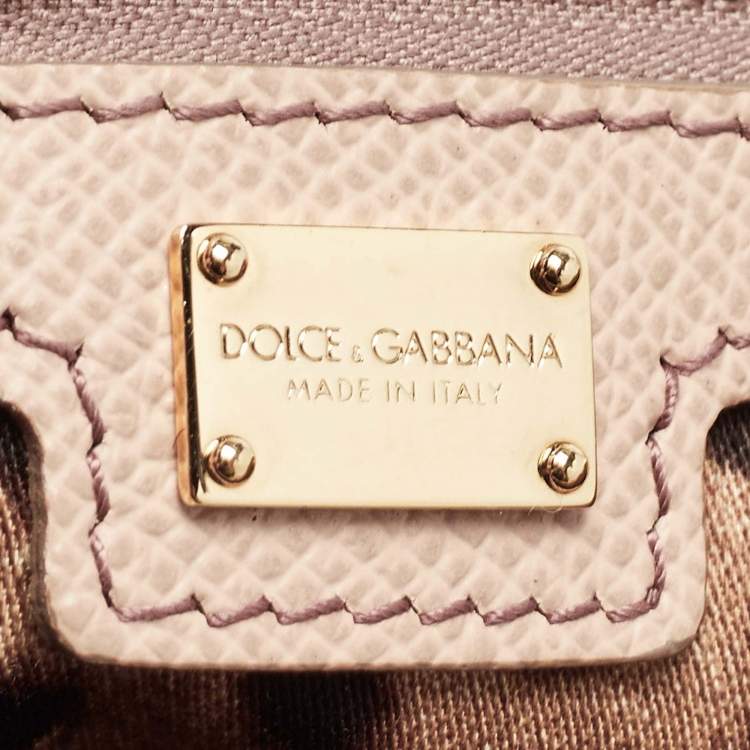 Pre Owned Dolce & Gabbana Beige Leather Large Miss Sicily Top Handle Bag