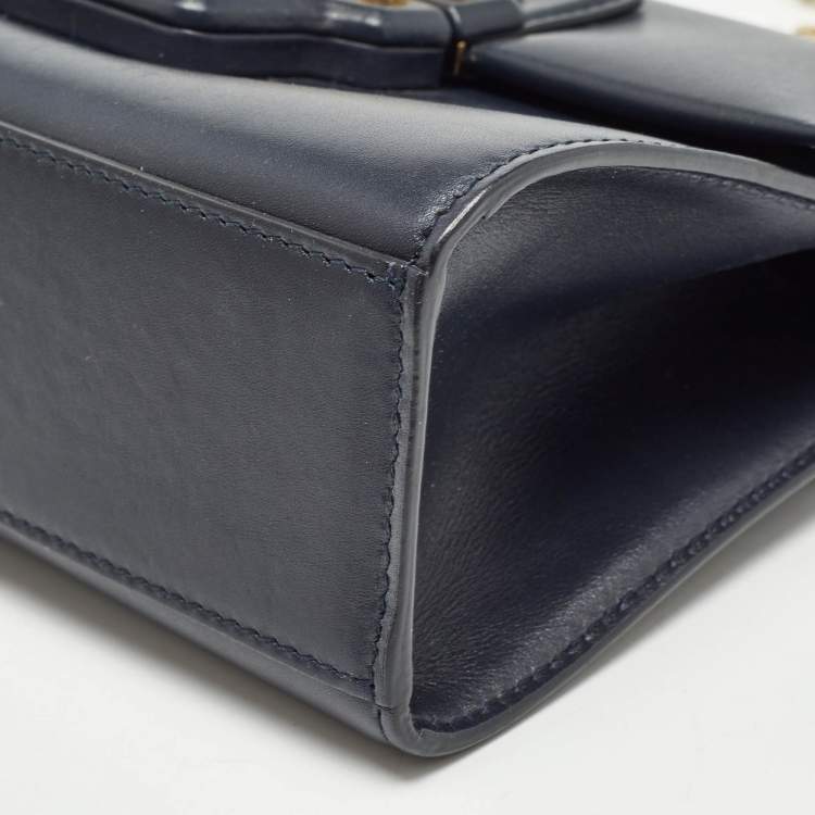 Pre Owned Dolce & Gabbana Navy Blue Leather Lucia Shoulder Bag 