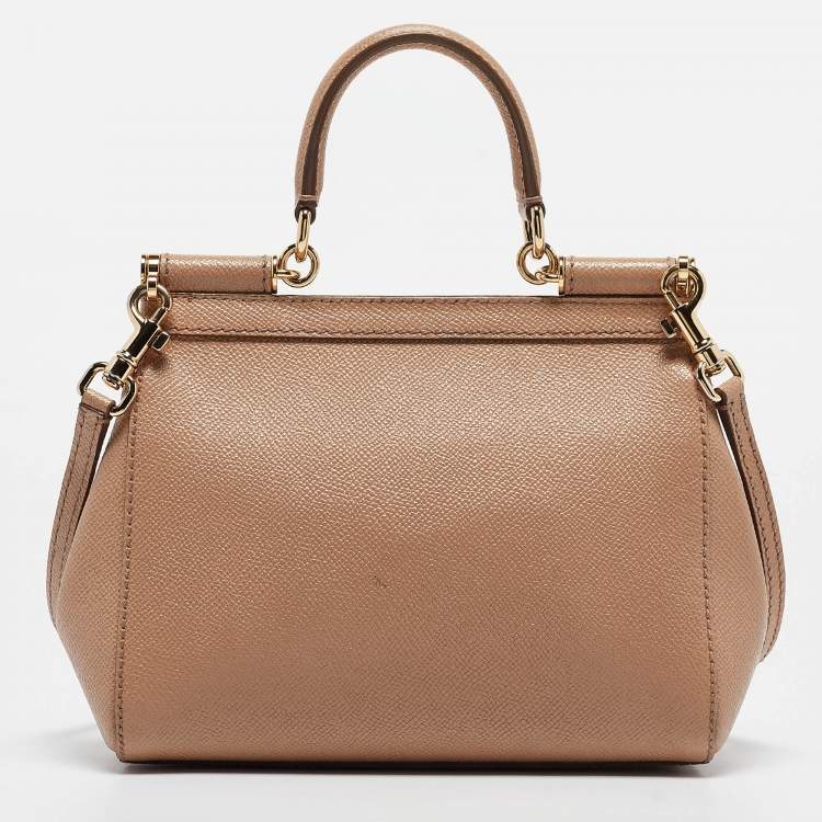مملوكة مسبقًا Dolce & Gabbana Beige Leather Small Miss Sicily Top Handle Bag