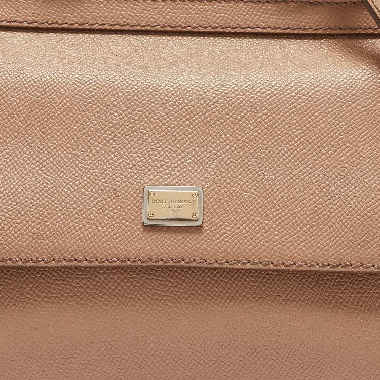 مملوكة مسبقًا Dolce & Gabbana Beige Leather Small Miss Sicily Top Handle Bag