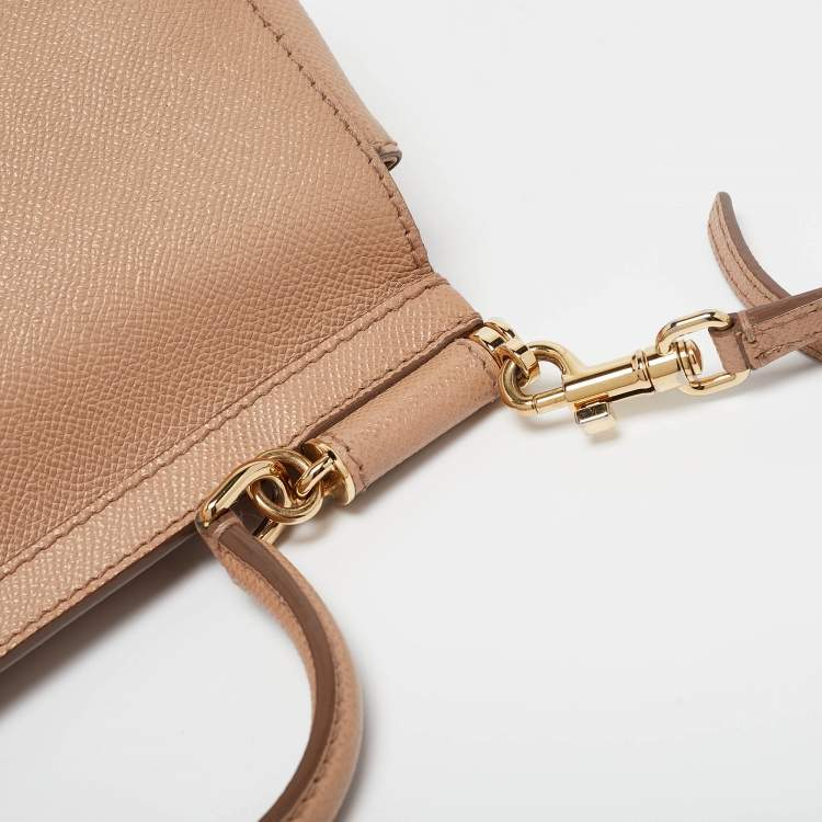مملوكة مسبقًا Dolce & Gabbana Beige Leather Small Miss Sicily Top Handle Bag
