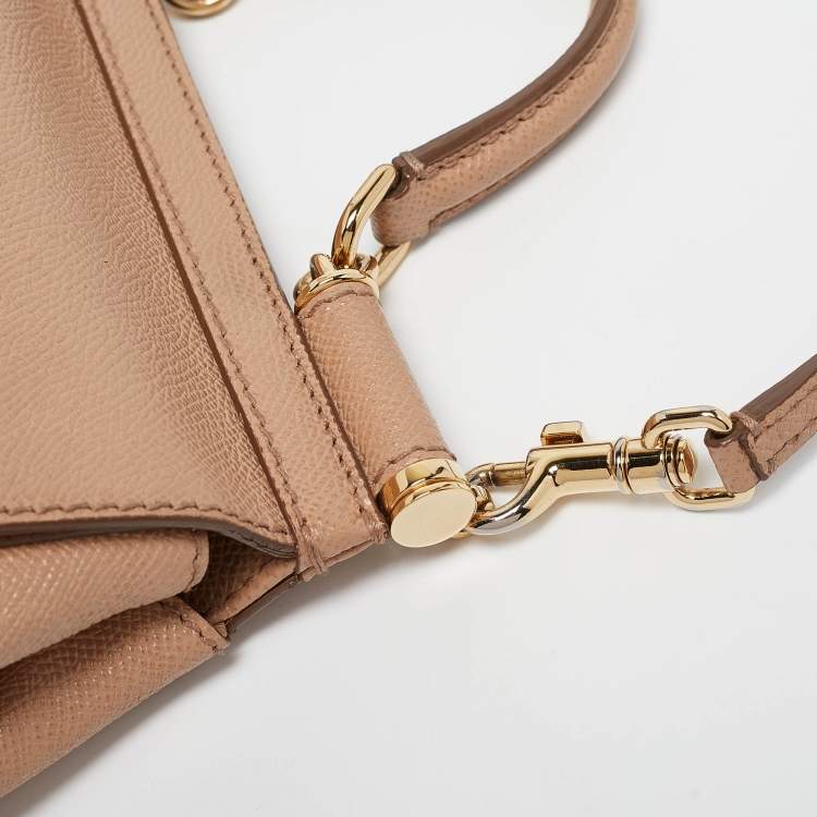 مملوكة مسبقًا Dolce & Gabbana Beige Leather Small Miss Sicily Top Handle Bag