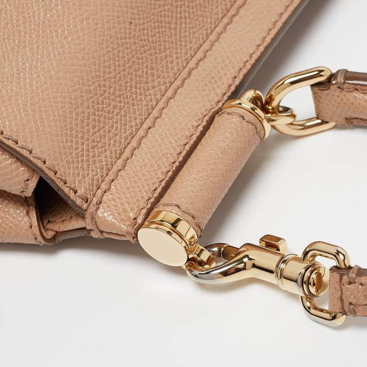 مملوكة مسبقًا Dolce & Gabbana Beige Leather Small Miss Sicily Top Handle Bag