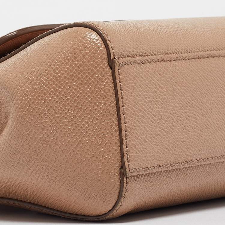 مملوكة مسبقًا Dolce & Gabbana Beige Leather Small Miss Sicily Top Handle Bag