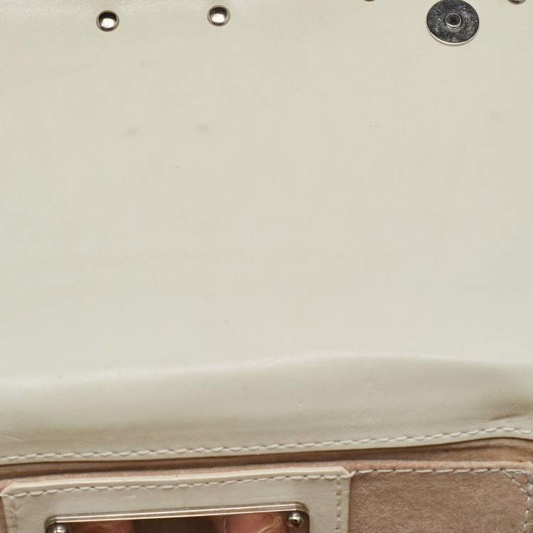 Pre Owned Dolce & Gabbana Cream Python DG Logo Wristlet Clutch