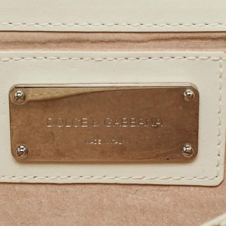 Pre Owned Dolce & Gabbana Cream Python DG Logo Wristlet Clutch