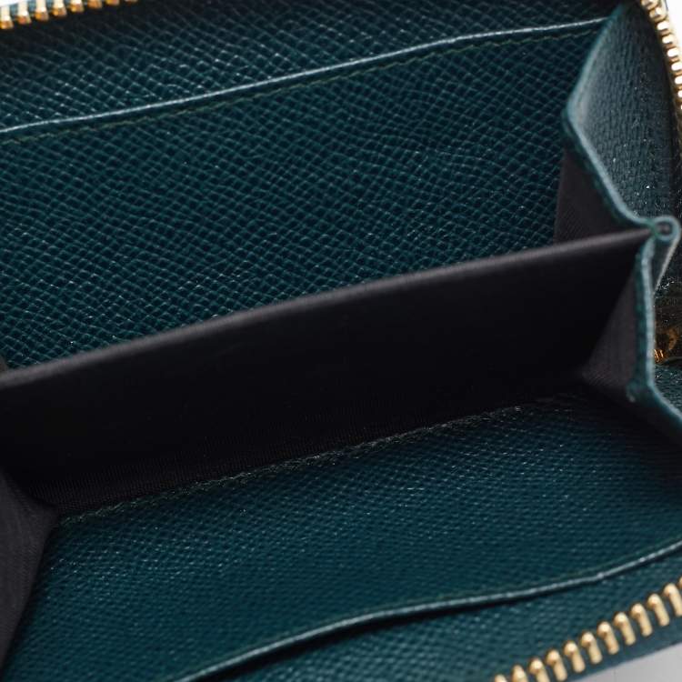 Pre Owned Dolce & Gabbana Green Leather Zip Coin Purse
