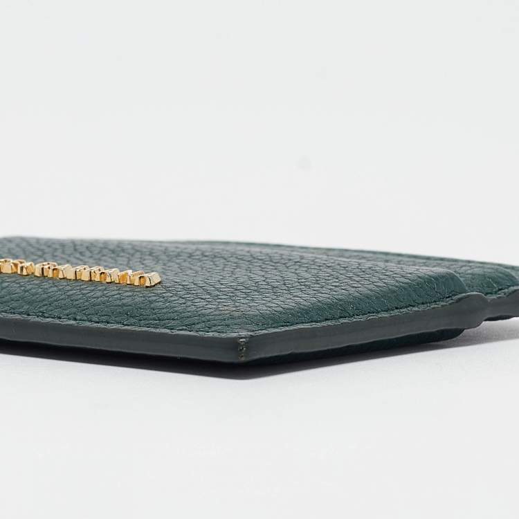 مملوكة مسبقًا Dolce & Gabbana Green Leather Logo Card Holder