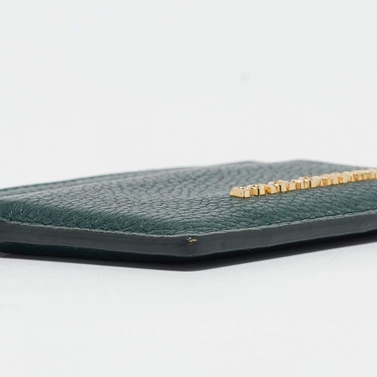 مملوكة مسبقًا Dolce & Gabbana Green Leather Logo Card Holder