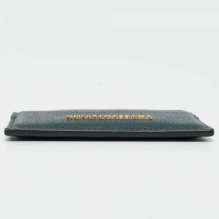 مملوكة مسبقًا Dolce & Gabbana Green Leather Logo Card Holder