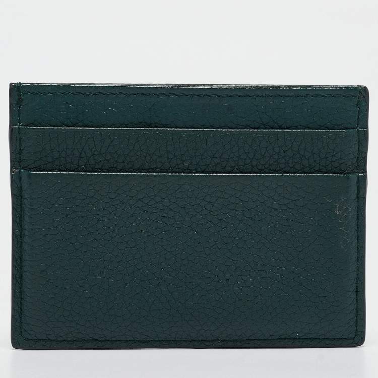 مملوكة مسبقًا Dolce & Gabbana Green Leather Logo Card Holder