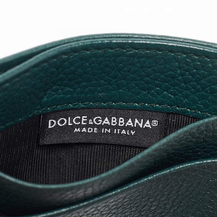 مملوكة مسبقًا Dolce & Gabbana Green Leather Logo Card Holder