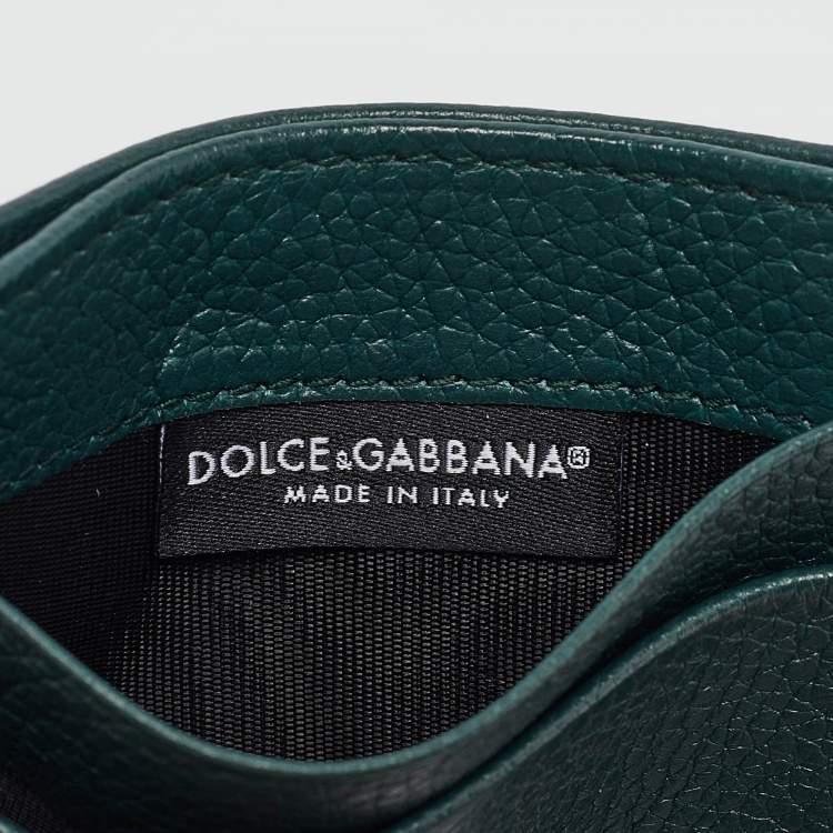 مملوكة مسبقًا Dolce & Gabbana Green Leather Logo Card Holder