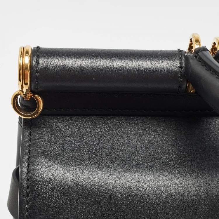 Pre Owned Dolce & Gabbana Black Leather Large Miss Sicily 58 Top Handle Bag
