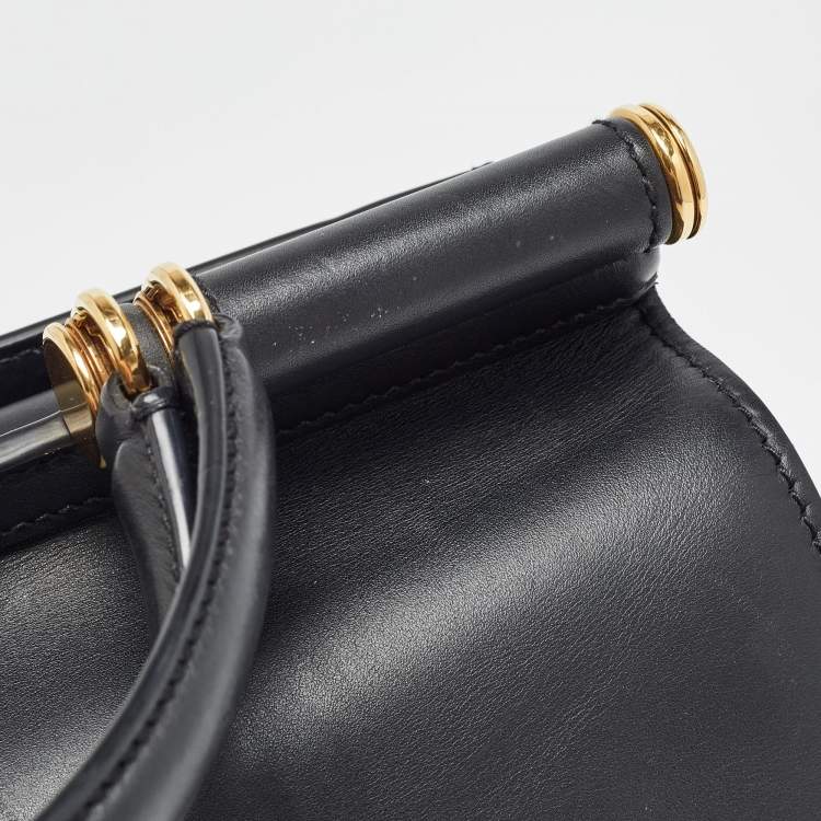 Pre Owned Dolce & Gabbana Black Leather Large Miss Sicily 58 Top Handle Bag