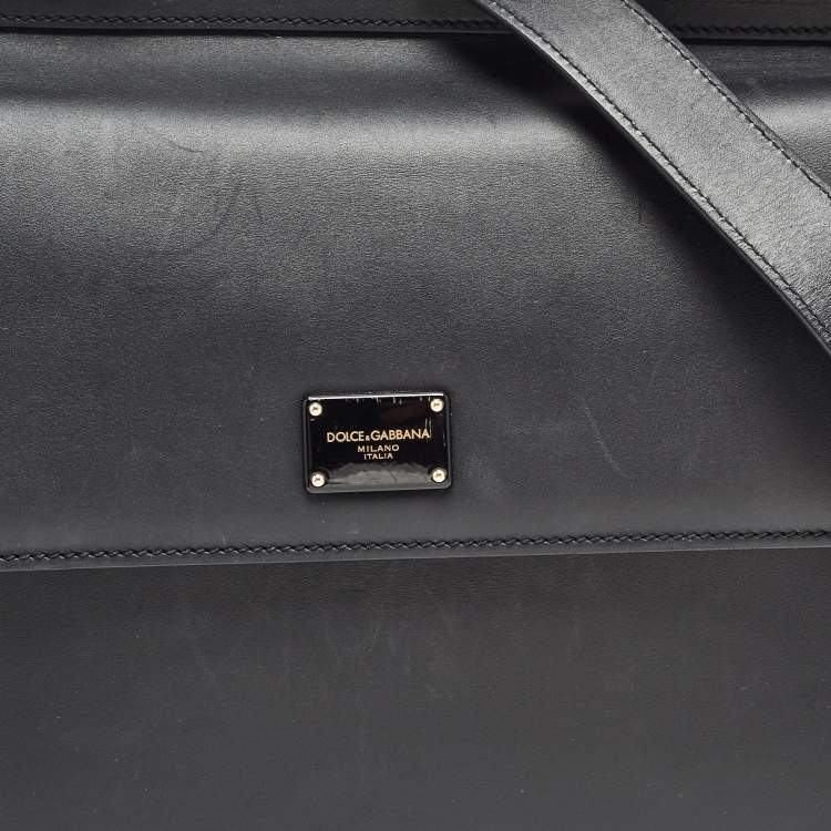 Pre Owned Dolce & Gabbana Black Leather Large Miss Sicily 58 Top Handle Bag