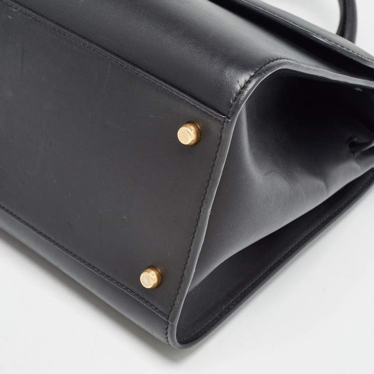 Pre Owned Dolce & Gabbana Black Leather Large Miss Sicily 58 Top Handle Bag