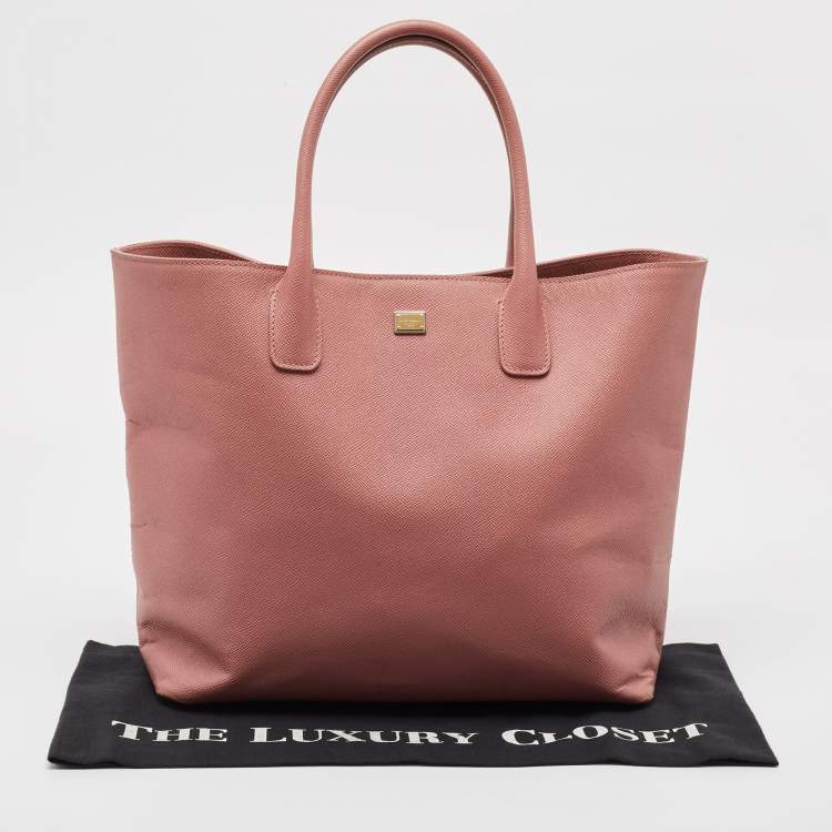 Pre Owned Dolce & Gabbana Old Rose Leather Miss Alma Tote
