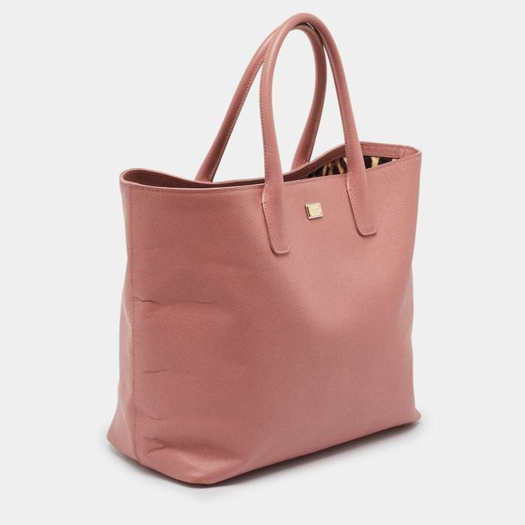Pre Owned Dolce & Gabbana Old Rose Leather Miss Alma Tote